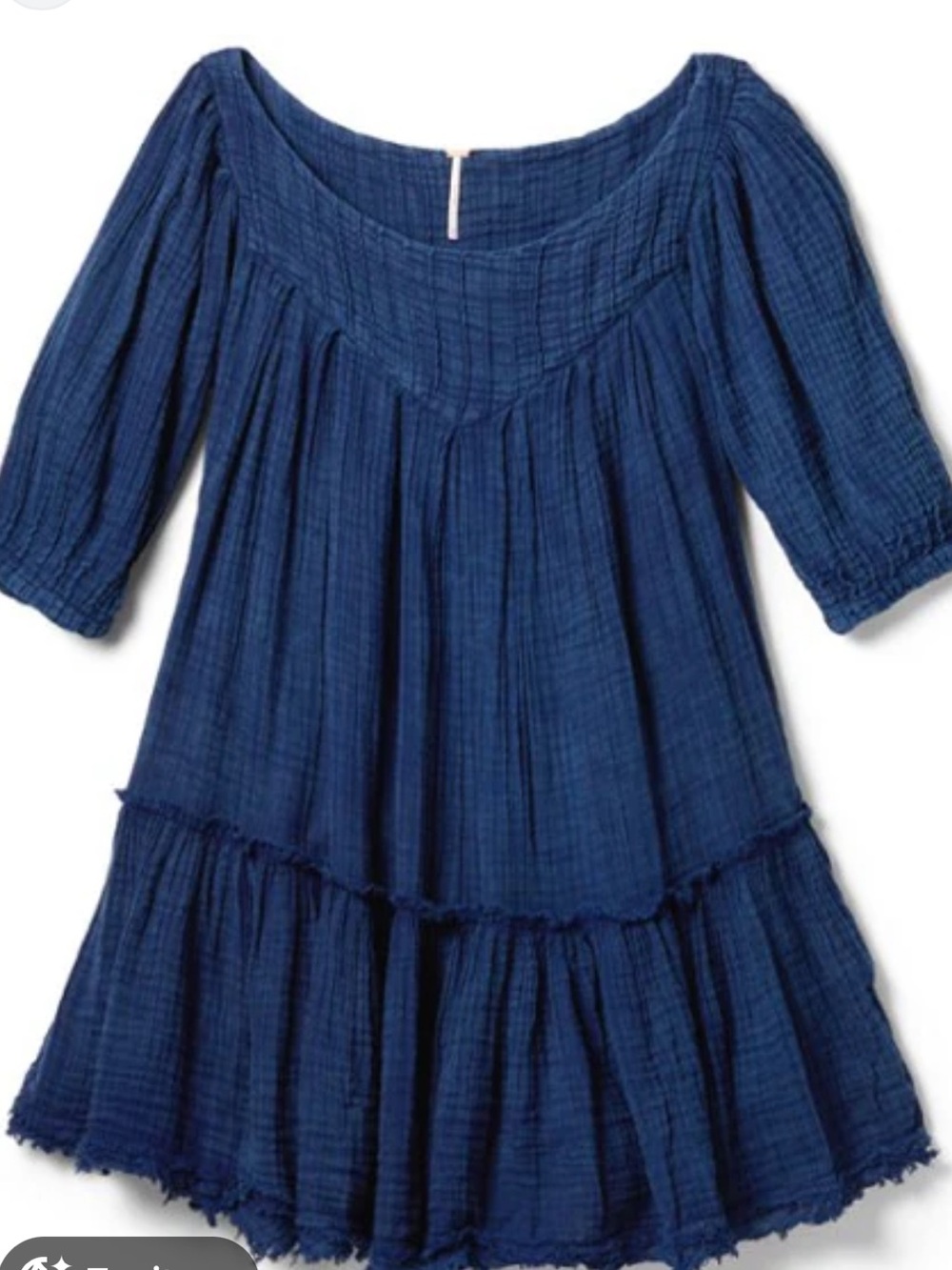 Free People Navy Blue Gauze Tiered Tunic Dress